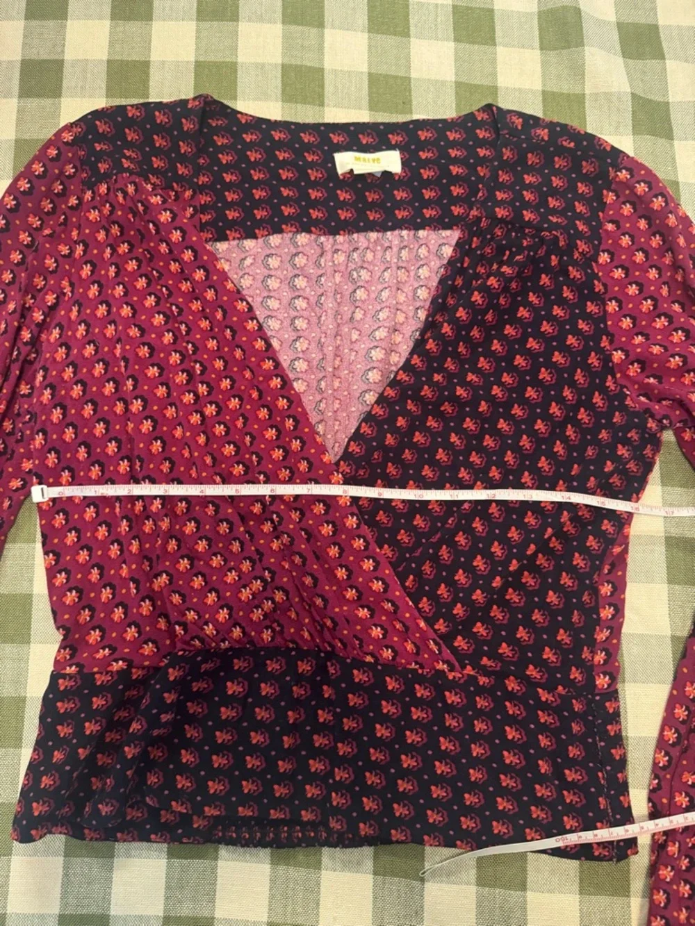 Anthropologie Maeve Lisa Puff Sleeve Faux Wrap Blouse - Picture 14 of 16